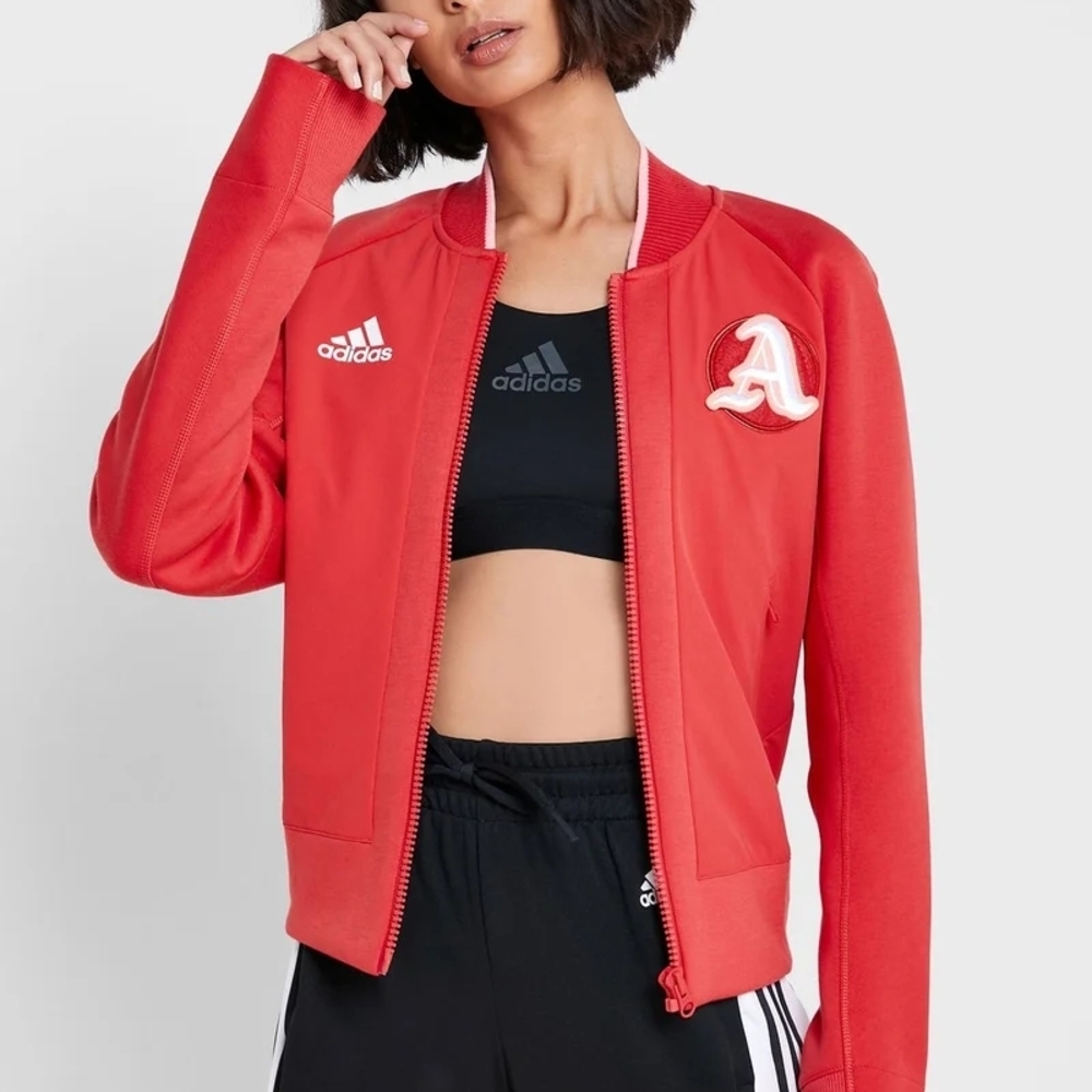 Adidas Glow Red VRCT Jacket with Ribbed Collar Size M